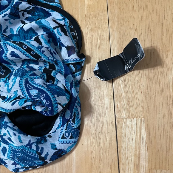 ALYX, size 1X, blue, teal, black, and white dressy tank. - Picture 2 of 9